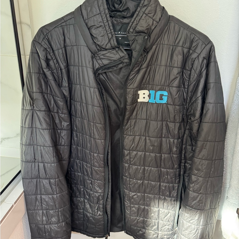 Men's Black Quilted Jacket BIG Ten Branded